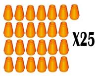 LEGO Pack of 25 Orange Cones 1 x 1 with Top Groove 4589 NEW