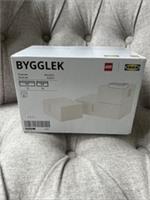 IKEA BYGGLEK LEGO Boxes With Lid - 17x6cm (1) 13x6cm (2) Brand New & Sealed