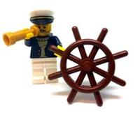 LEGO Sailor Captain Minfigure with Ship Wheel and Telescope