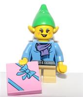 Lego Elf Elve Girl Minifigure & Pink Present Gift Xmas Christmas Advent Santa