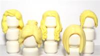 Lego 5 Yellow Blonde Hair Wig For Female Girl Minifigure Straight Curly Wavy