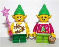 Lego 2 Elf Elve Girl Minifigure Pink Wand & Cookie To Santa Christmas Advent