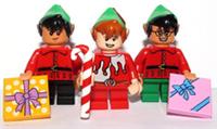 Lego 3 Elf Minifigure Light Dark Flesh Skin Presents & Candy Cane Set D Xmas