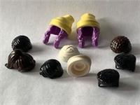 Lego 10 parts - lot -hair / hat for minifigure city citizens some rare