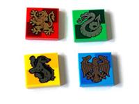 4 x LEGO original part flat tile 2x2 printed 76460 animal lion eagle snake otter