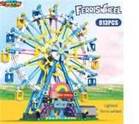 Electric Carnival Ferris Wheel Building Blocks with LED Lights Funfair Theme Toy