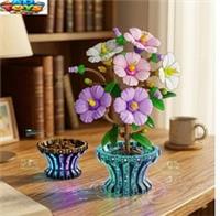 Cotton Rose Bouquet Flower Building Blocks Bricks Decor Christmas Birthday Gift