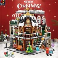 Technical Creative Coffee Shop Christmas Building Blocks MOC Modular House Gift