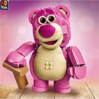 570PCS Classic Movie Pink Strawberry Bear Building Blocks Cartoon DIY Gift
