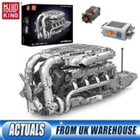 Mould King V8 Twin Turbo Engine Building Blocks Technical Model Toy Gift 10168