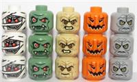 Lego 15 Minifigure Head Zombie Mummy Pumpkin Troll Halloween Monster Set B