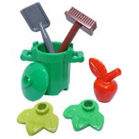 LEGO Parts - Gardner's Recycling Trash Bin Leaves Apple Brush Shovel - All New