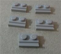 LEGO Parts 32028 - 4211568 Plate 1x2 with Door Rail Flat Medium Stone Grey x5 **