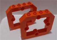 LEGO Parts 49699 Panel 1x6x4 1/3 with Window 4 Pin Holes Reddish Orange x2