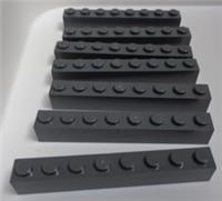 Lego Parts & Pieces 3008 4211099 Brick 1x8 Dark Stone Grey x7