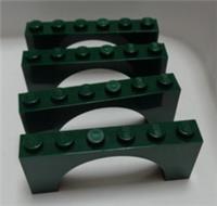 LEGO Part 15254 - 6387393 Brick 1x6x2 With Arch Earth Green x4