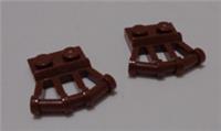 LEGO Parts 92692 6361174 Plate 1x2 with Angled Handles Reddish Brown x2