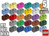 LEGO - Part 3700 - Technic Brick 1x2 with Hole (Pack of 5) + NEW + SELECT COLOUR