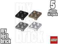 LEGO - Part 2476 - Plate 2x2 with Pin on Bottom (Pack of 5) + NEW +SELECT COLOUR