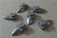 LEGO 49668 - 4625146 Plate 1x1 with Tooth Horizontal Silver Metallic x6