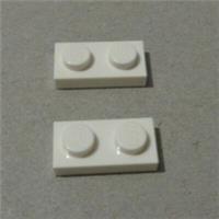 LEGO - 3023 - 302301 1x2 White Plates x2 - City - Creator - Ideas