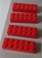 Lego Parts & Pieces 44237 - 41181138 Brick 2 x 6 Red x4
