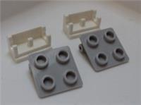 LEGO 3937 393701 4211881 Hinge Base 1x2 Rocking Plate 2x2 White/Grey x2 Pairs