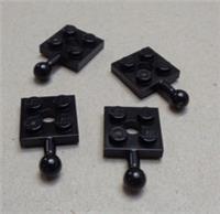 Lego 15456 6359224 Plate 2x2 with Tow ball W/Hole in Plate Black x4