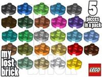 LEGO - Part 4032 - Plates Round 2x2 and Axle Hole (Pack of 5) +NEW+SELECT COLOUR