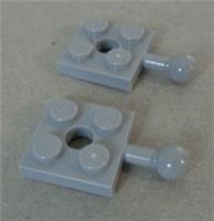Lego 15456 6359225 Plate 2x2 with Tow ball W/Hole in Plate Medium Stone Grey x2