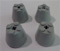 Lego Parts 6233 3x3x2 Cone with axle hole Medium Stone grey x4
