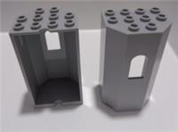 Lego 30246 Wall Panel Turret Wall 3x4x6 with Window Medium Stone Grey x2