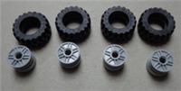 LEGO TECHNIC 20896 92402 RIM WIDE 18x14 W. HOLE TYRE WIDE 30 4X14 Black/Grey x4
