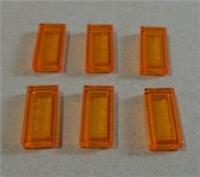 LEGO Parts & Pieces 6251290 - 35386 Flat Tile 1 x 2 Transparent Orange x6