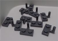 LEGO 88072 - 6261355 Plate Modified 1 x 2 with Arm Up Dark Stone Grey x10