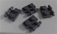 LEGO 2540 4210660 Plate, Modified 1 x 2 with Handle on Side Dark Stone Grey x4
