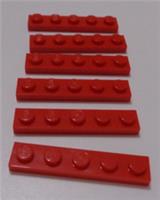 LEGO Parts 6371582 78329 PLATE 1X5 Red x6