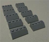 Lego 3037 - 4211127 Dark Stone Grey 2 x 4 Sloped Bricks x10 **