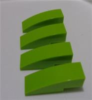 LEGO Parts 50950 4537928 Curved Slope Brick 1x3 Lime Green x4