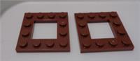LEGO Parts & Pieces 64799 - 6070442 Frame Plate 4x4 Reddish Brown x2