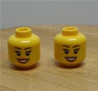 Lego Minifigure heads Female Open mouth Bright Yellow x2