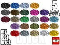 LEGO - Part 60474 - Plates 4x4 Round (Pack of 5) + NEW + SELECT COLOUR