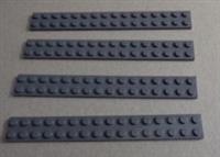 LEGO Parts & Pieces 4282 4210796 Plate 2X16 Dark Stone Grey x4