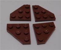 LEGO 2450 - 6075207 Wedge Plate 3 x 3 Cut Corner Reddish Brown x4 Parts & Pieces