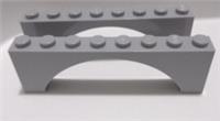 LEGO 16577 6313653 Arch 1x8x2 Raised Medium Stone Grey x2 Pieces & Parts