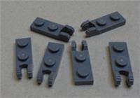 LEGO 54657 - 6267047 Plate 1x2 W/Fork Vertical End Dark Stone Grey x6
