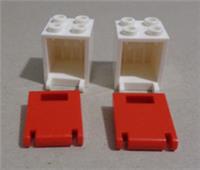 LEGO Parts 4345 & 4346 2x2x2 Container / Box w/ White Door - Red x2 Pair