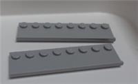 LEGO - 30586 4222019 PLATE 2X8 W/gliding Groove Medium Stone Grey x2