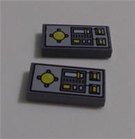 Lego 3069 Flat Tile 1x2 Control Panel Dark Stone Grey x2