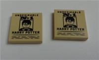 Lego Parts & Pieces 3068 6403202 2x2 Flat Tile Printed Harry Potter Tan x2